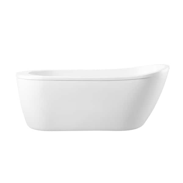 Cantora 60 in. Freestanding Flatbottom Single-Slipper Soaking Bathtub with Reversible Drain in White