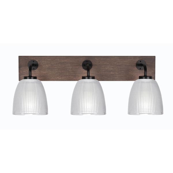 Unbranded Kirby 26 in. 3-Light Matte Black and Painted Distressed Wood-look Metal Vanity Light