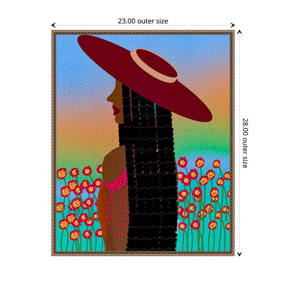 Lola Lady Abstract Canvas Print with Bronze Frame