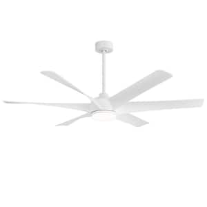 Wilfred 65 in. Indoor White Ceiling Fan with Light, Integrated LED 6-Reversible White Blades and Remote Control