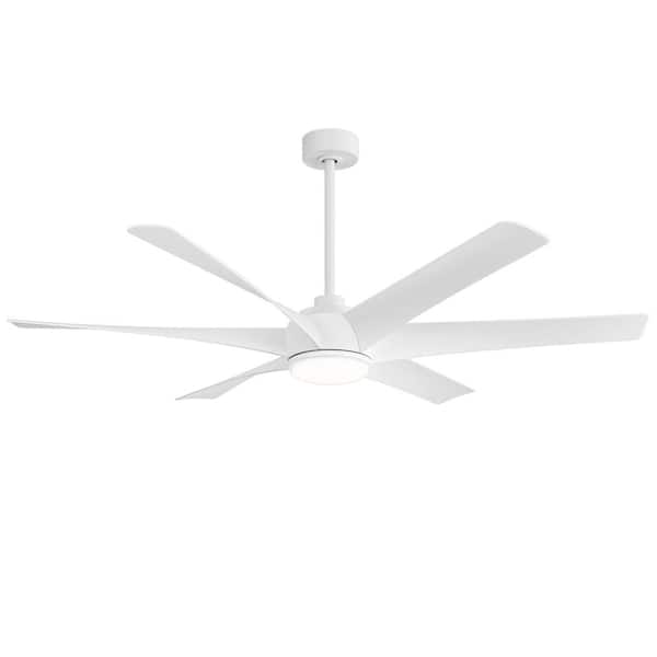 Lamober Wilfred 65 in. Indoor White Ceiling Fan with Light, Integrated LED 6-Reversible White Blades and Remote Control
