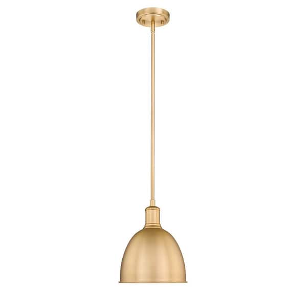 Unbranded Sawyer 8.25 in. 1-Light Pendant Classic Brass with an Iron Shade