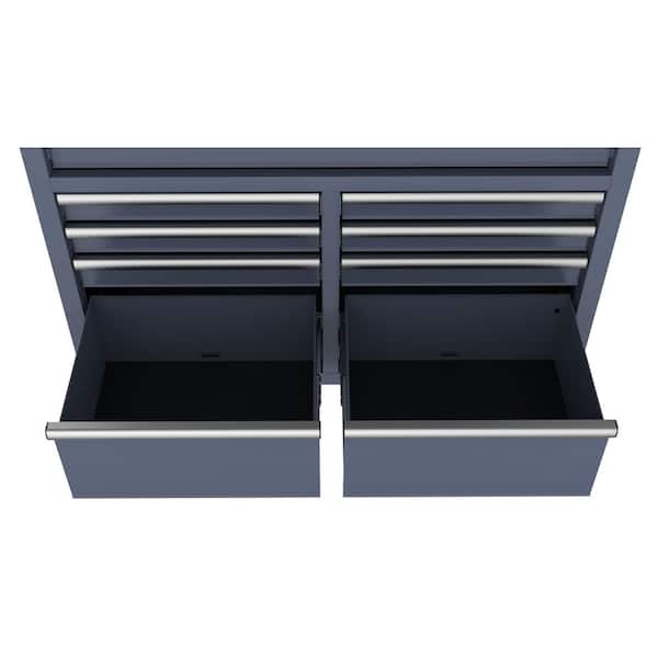 Husky Standard-Duty 46 in. W 9-Drawer Gloss Cadet Gray Mobile