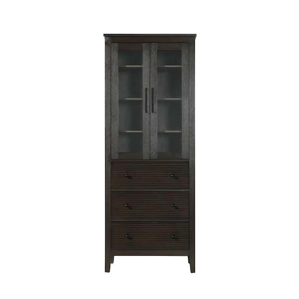 28 in. W x 18 in. D x 72 in. H Brown Freestanding Linen Cabinet