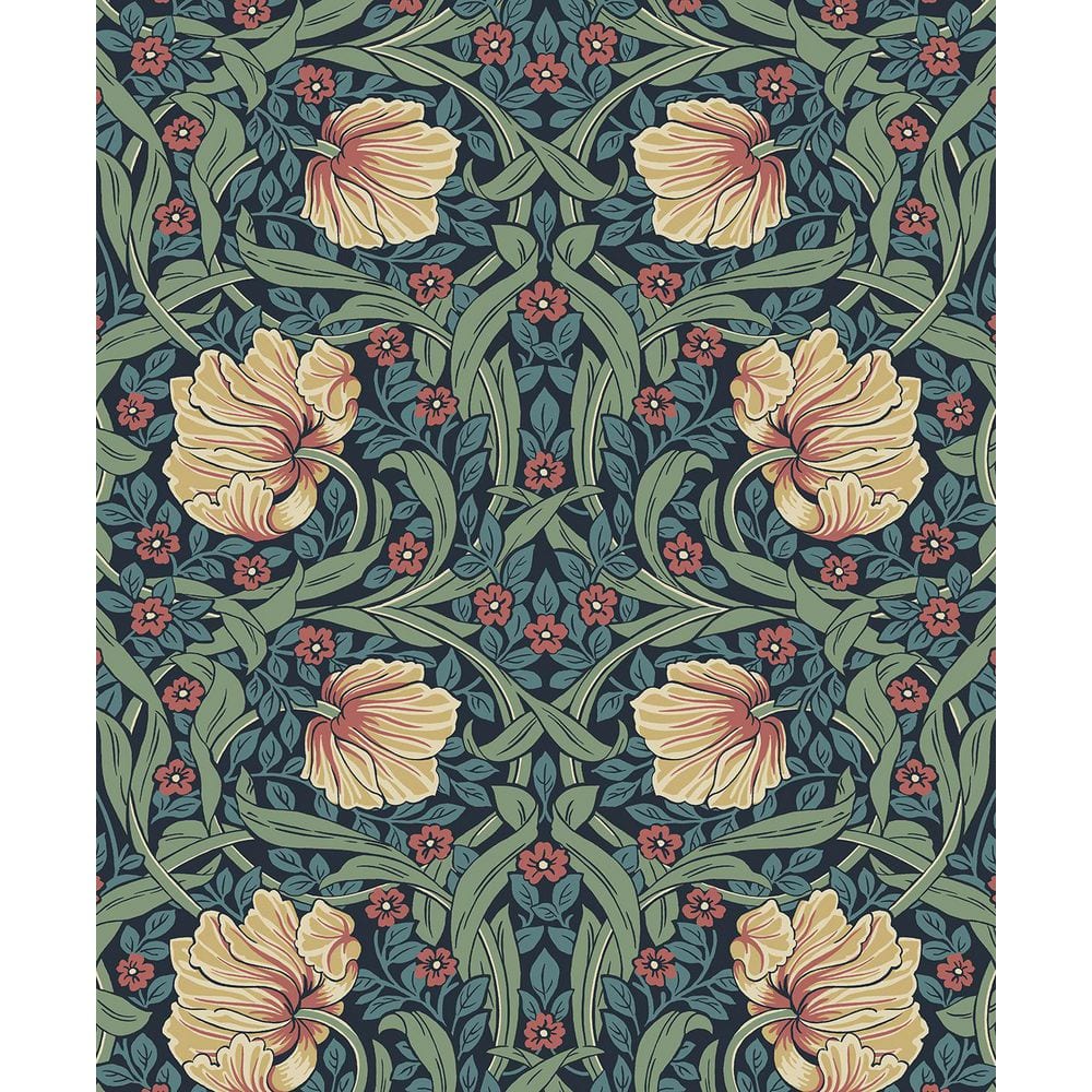 57.5 sq. ft. Bluestone and Clay Pimpernel Garden Pre-Pasted Paper Wallpaper Roll
