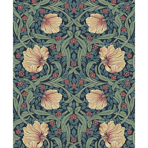 Seabrook Designs 57.5 sq. ft. Bluestone and Clay Pimpernel Garden Pre-Pasted Paper Wallpaper Roll