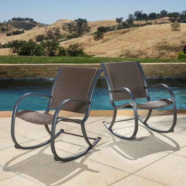 Noble House Peyton Aluminum Outdoor Patio Rocking Chair (2-Pack)