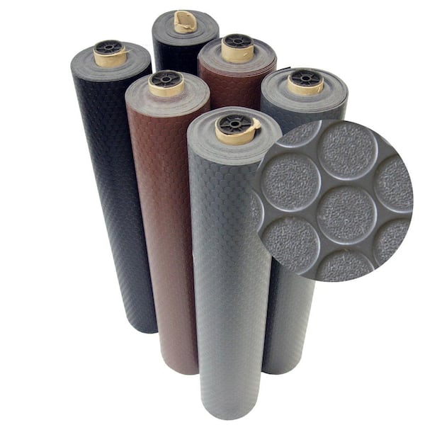 Rubber-Cal Coin Grip 4 ft. x 5 ft. Brown Commercial Grade PVC Flooring