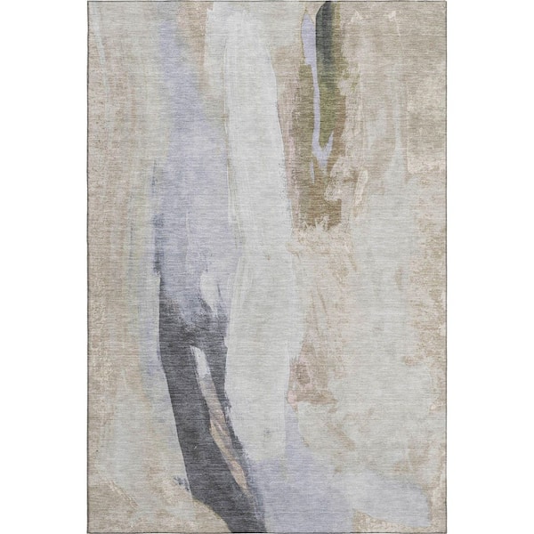 Mayfield Premium Machine Washable Abstract AMF1987 Ivory 3 ft. x 5 ft. Area Rug
