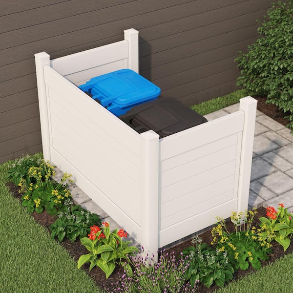 Barrette Outdoor Living White Vinyl 4x6 Privacy Trash Corral and Enclosure