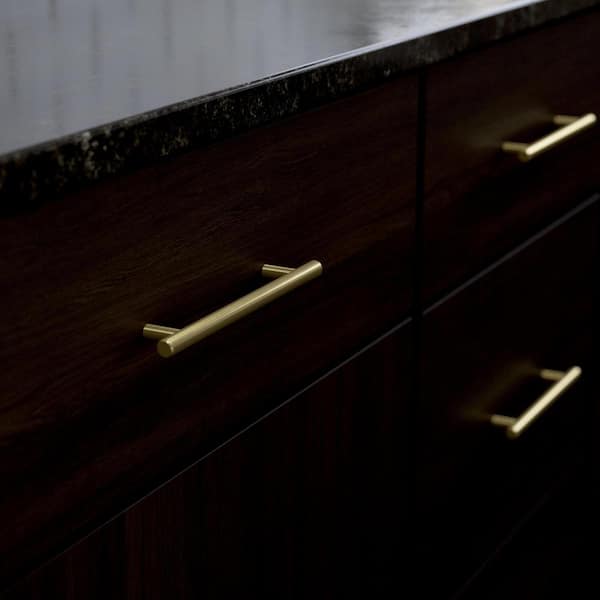 30-Pack Simple Round Bar 5-1/16 in. (128 mm) Modern Satin Gold Cabinet Drawer Pulls
