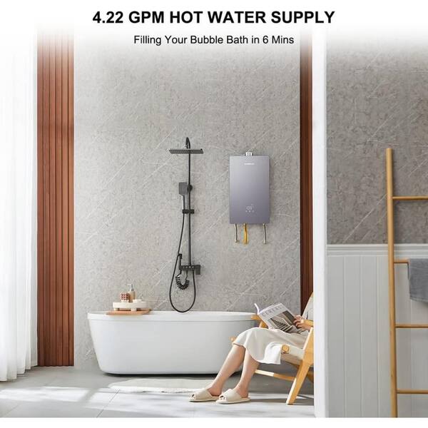 CAMPLUX ENJOY OUTDOOR LIFE Tankless Water Heater, Camplux 4.22 GPM On  Demand Propane Water Heater, Instant Hot Water Heater, Indoor, Gray CA422 -  The Home Depot