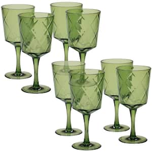 8-Piece 13 oz. Green Acrylic Goblet Glass