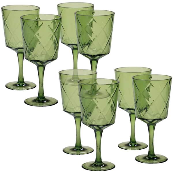 Certified International 8-Piece 13 oz. Green Acrylic Goblet Glass  20438Set/8 - The Home Depot