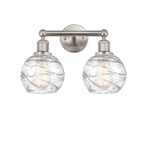Innovations Athens Deco Swirl 15 in. 2 Light Brushed Satin Nickel, Clear Deco Swirl Vanity Light with Clear Glass Shade