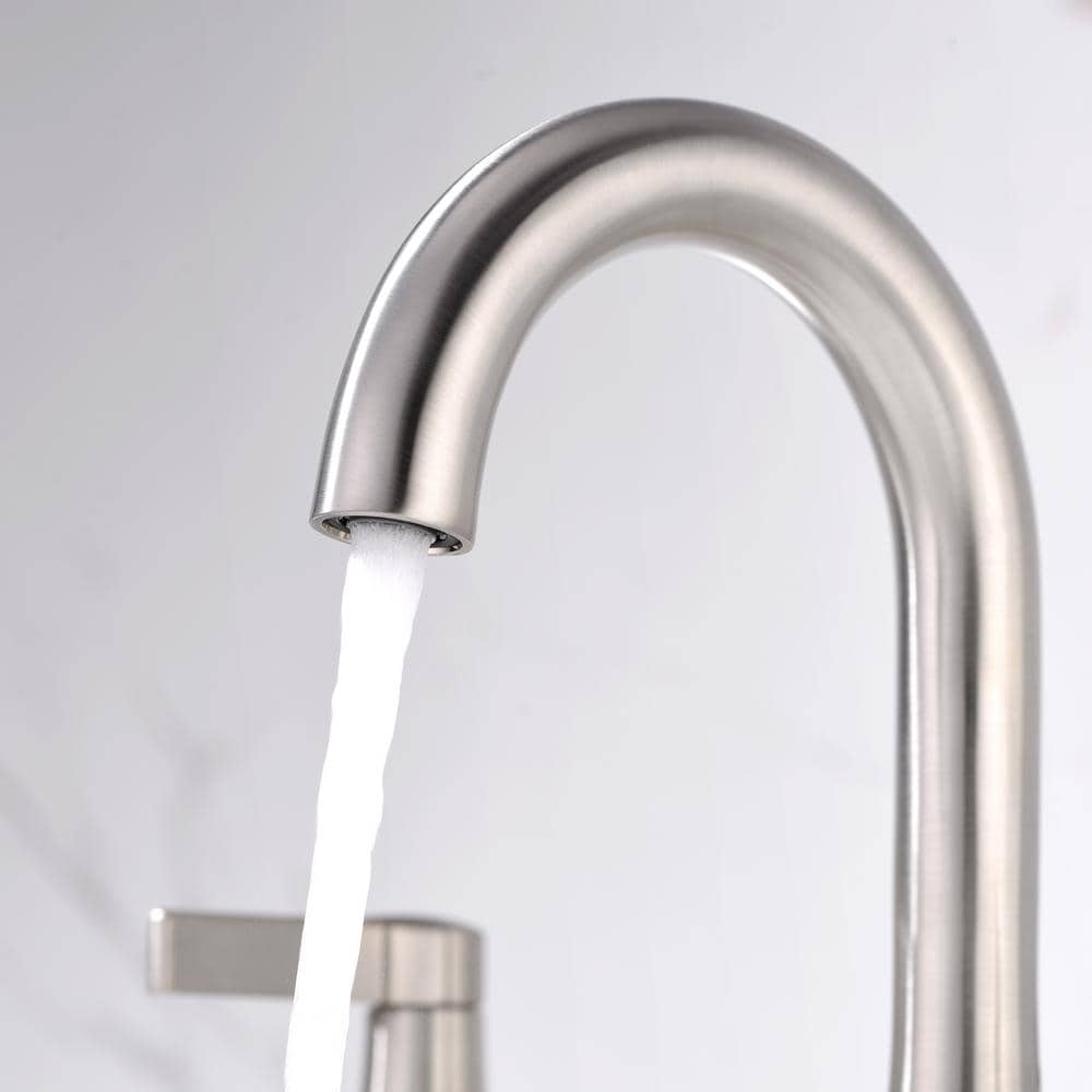 Brushed Nickel Widespread 2-Handle Bathroom Faucet with Drain Assembly