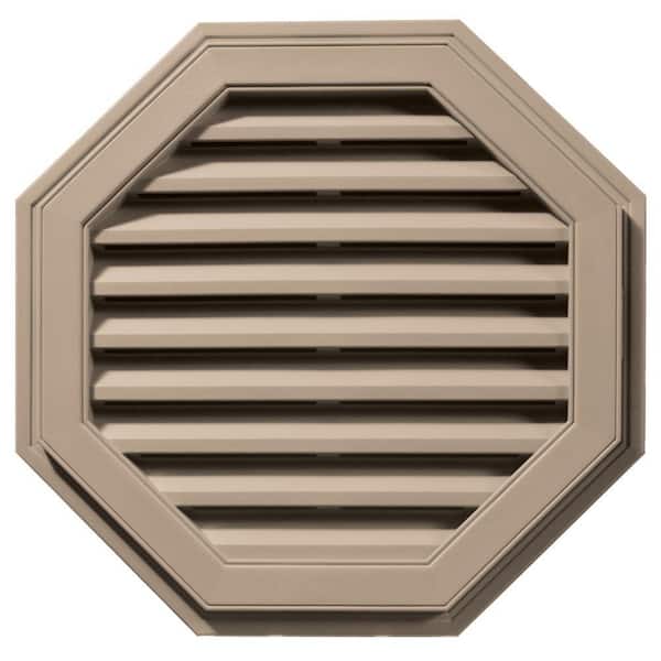Builders Edge 27 in. x 27 in. Octagon Brown/Tan Plastic Built-in Screen Gable Louver Vent
