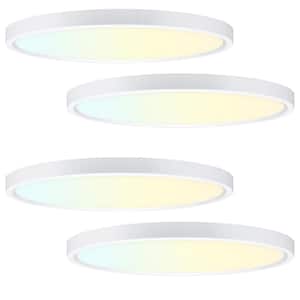 24 in. Round White Integrated LED Flush Mount Light Super Narrow Frame Slim LED Ceiling Light 5CCT Selectable (4-Pack)