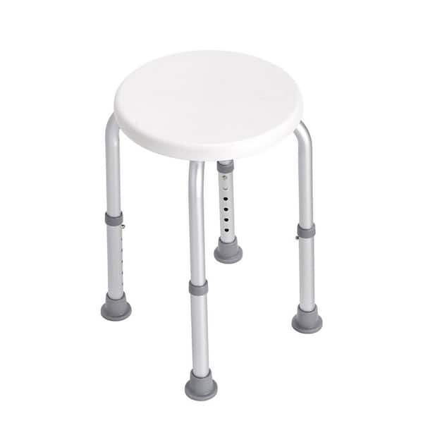 18.9 in.W× 12.6 in.H Free-standing Adjustable Height Shower Stool, Non-Slip Bath Seat, 300 lbs Capacity in White