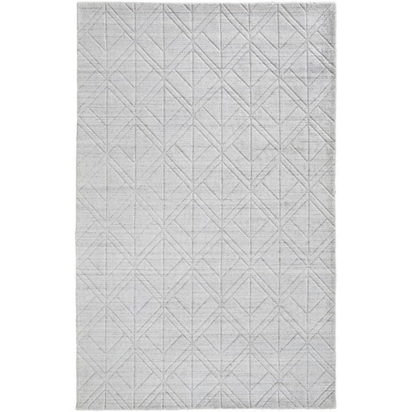 HomeRoots 9 x 12 Silver, White Striped Area Rug