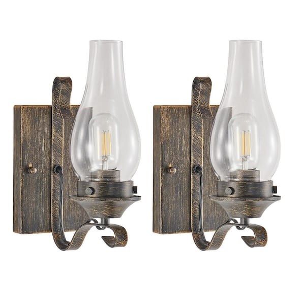 Vkoiyg Rustic Farmhouse 8.7 in. 2 Lights Black Wall Sconces Set of