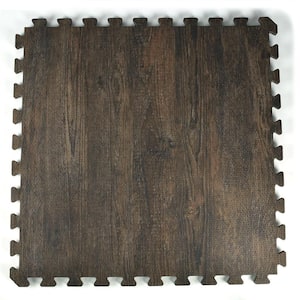 Foam Tiles Walnut Dark Wood Grain 24 in. W x 24 in. L Foam Home Interlocking Floor Tile (58.12 sq. ft.) (Case of 15)