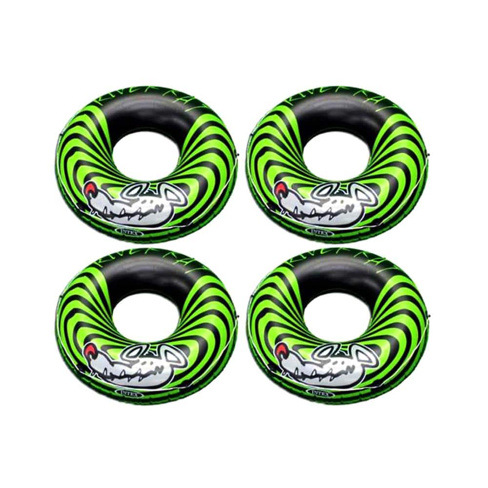Intex River Rat 48 in. Inflatable Tubes for Lake/Pool/River (4-Pack), Green/Black -  4 x 68209EP
