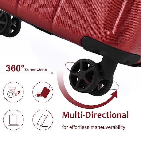 Polibi 28 in. Red Hardshell Luggage Spinner Suitcase with TSA Lock