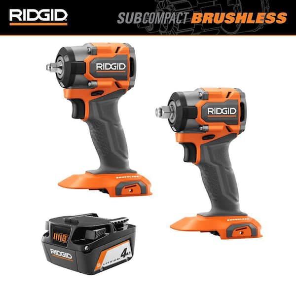 18V SubCompact Brushless 3/8 in. and 1/2 in. Impact Wrenches with 18V 4.0 Ah Battery