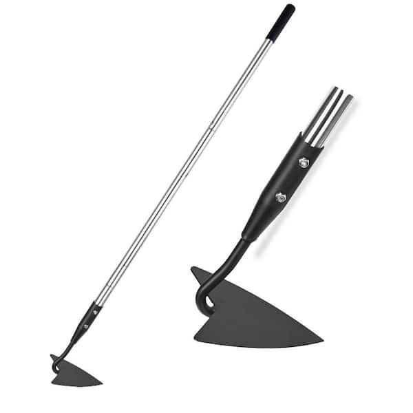 57 in. Triangle Carbon Steel Garden Hoe, Adjustable Long Handle, Hand Tool for Ridging, Weeding, Digging, Loosening
