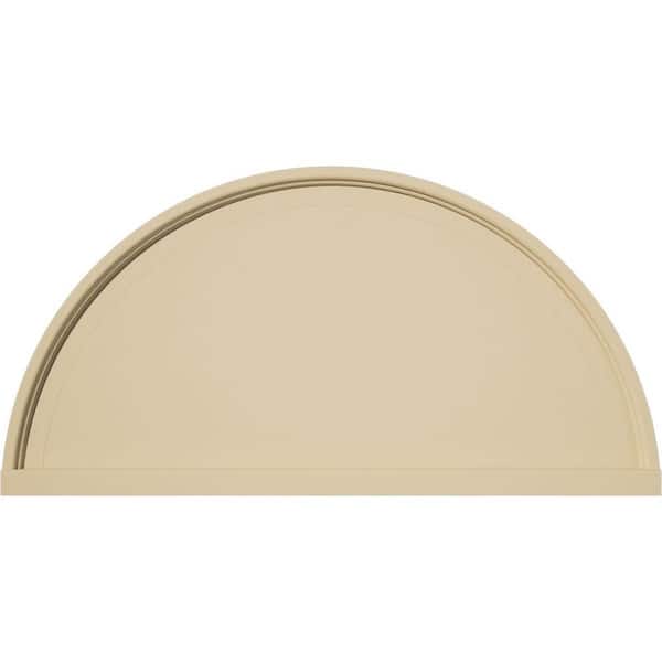 Ekena Millwork 26 in. W x 13 in. H x 2 in. P Half Round Smooth Signature Urethane Pediment, Primed Tan