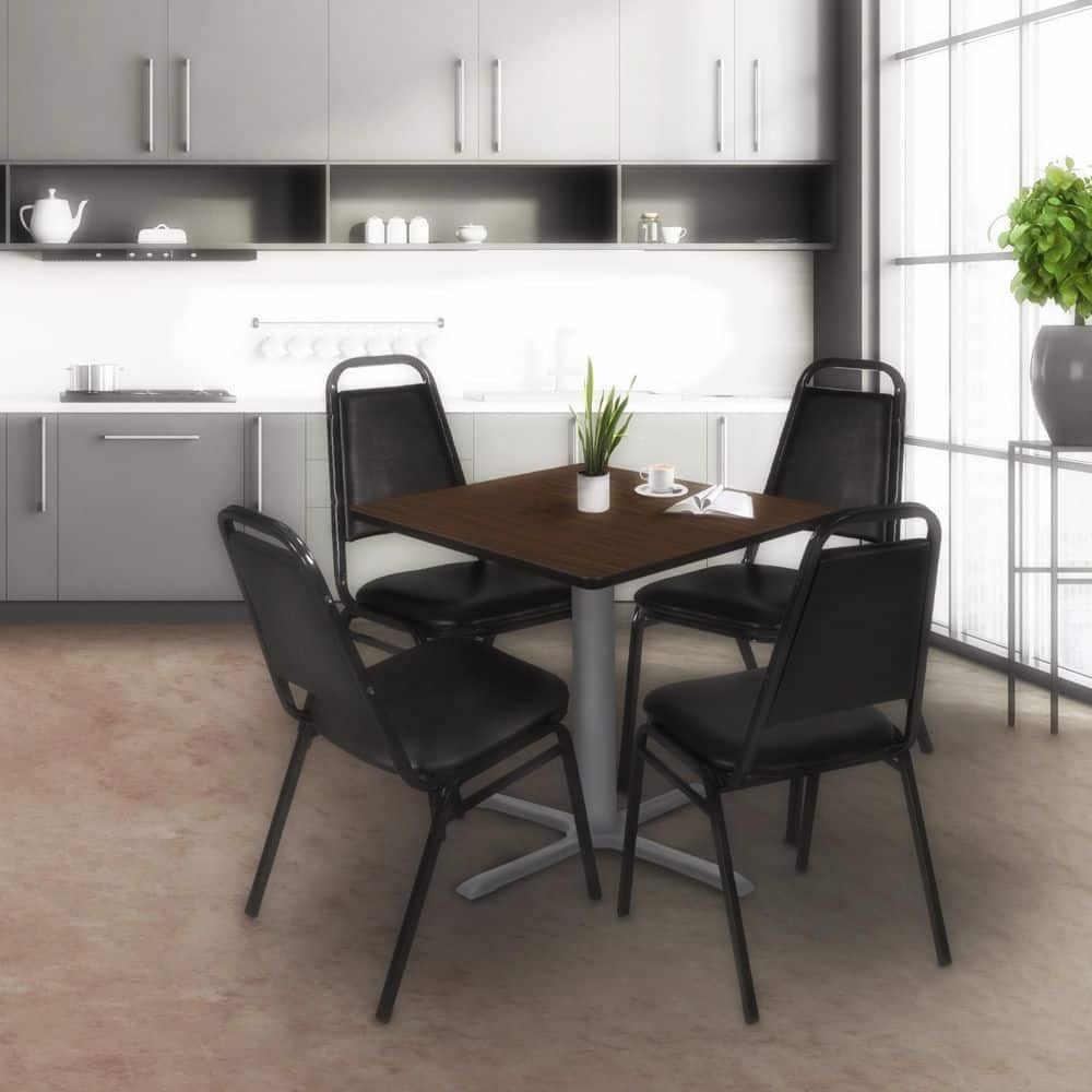 Cain 42 in. Neo Walnut Top Square X-Base Breakroom Table Desk, Grey Legs price history on PriceWatchPro