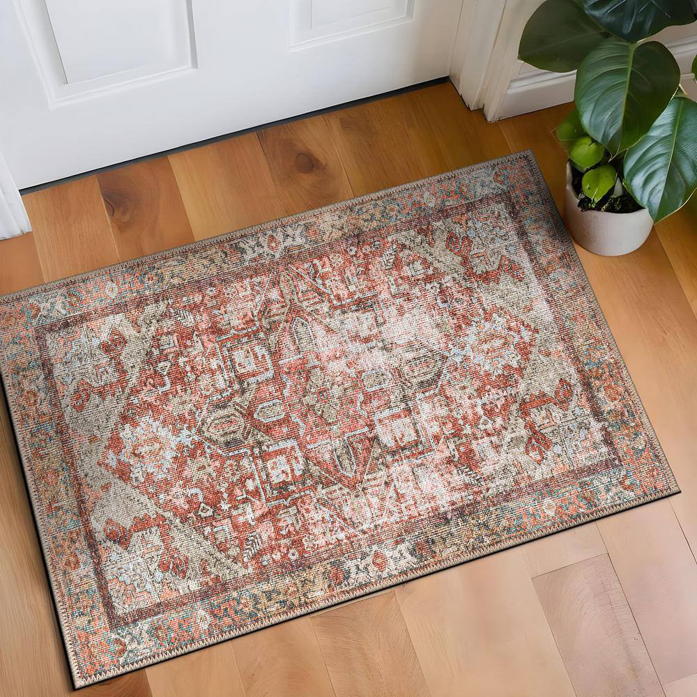 Vintage Boho Medallion Multi-Color Synthetic 2'x3' Area Rug