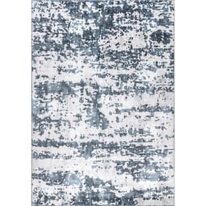 Ginny Contemporary Speckled Abstract Blue 2 ft. 6 in. x 8 ft. Runner Rug Area Rug