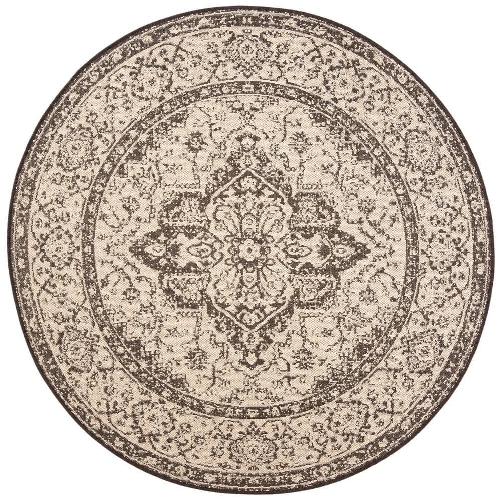 Safavieh Beach House Cream Brown 7 Ft. X 7 Ft. Round Oriental Indoor 