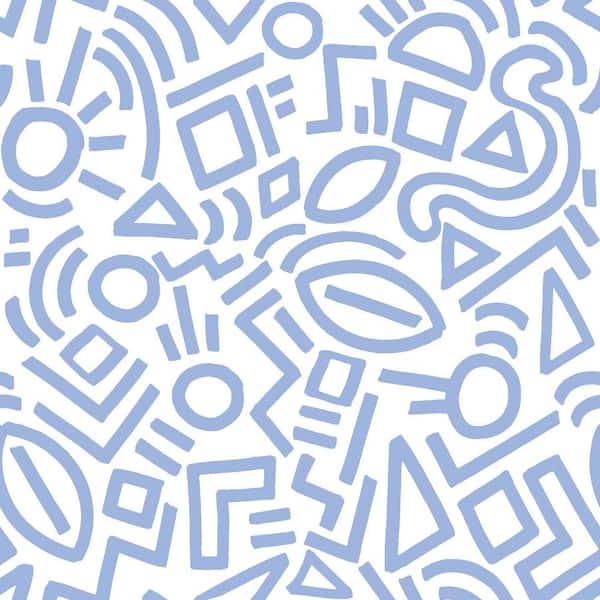 NuWallpaper Blue Doodle Abstract Peel & Stick Wallpaper