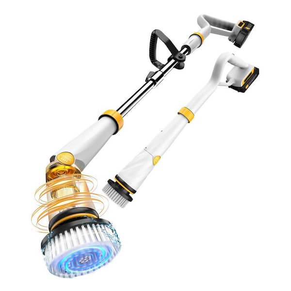 Cordless Electric Spin Scrubber w 8 Brushes, 50in Telescopic Handle, IPX7 Waterproof for Tub, Tile, Floor, Wall Cleaning