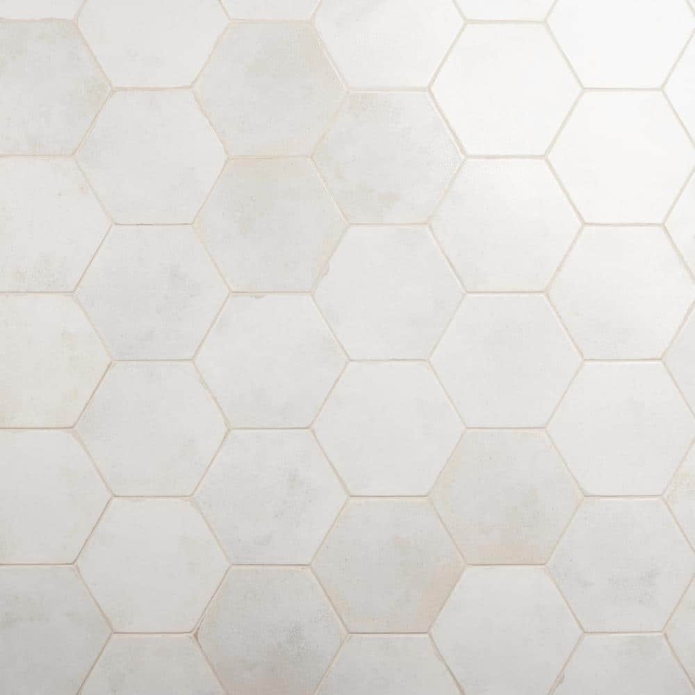 Mandalay Hex White Polished Porcelain Floor and Wall Tile