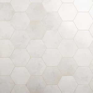 Mandalay Hex White 9.13 in. x 10.51 in. Polished Porcelain Floor and Wall Tile (8.07 sq. ft./Case)