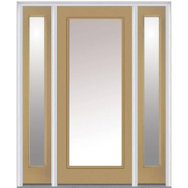 MMI Door 60 in. x 80 in. Classic Left-Hand Inswing Full Lite Clear Painted Fiberglass Smooth Prehung Front Door with Sidelites