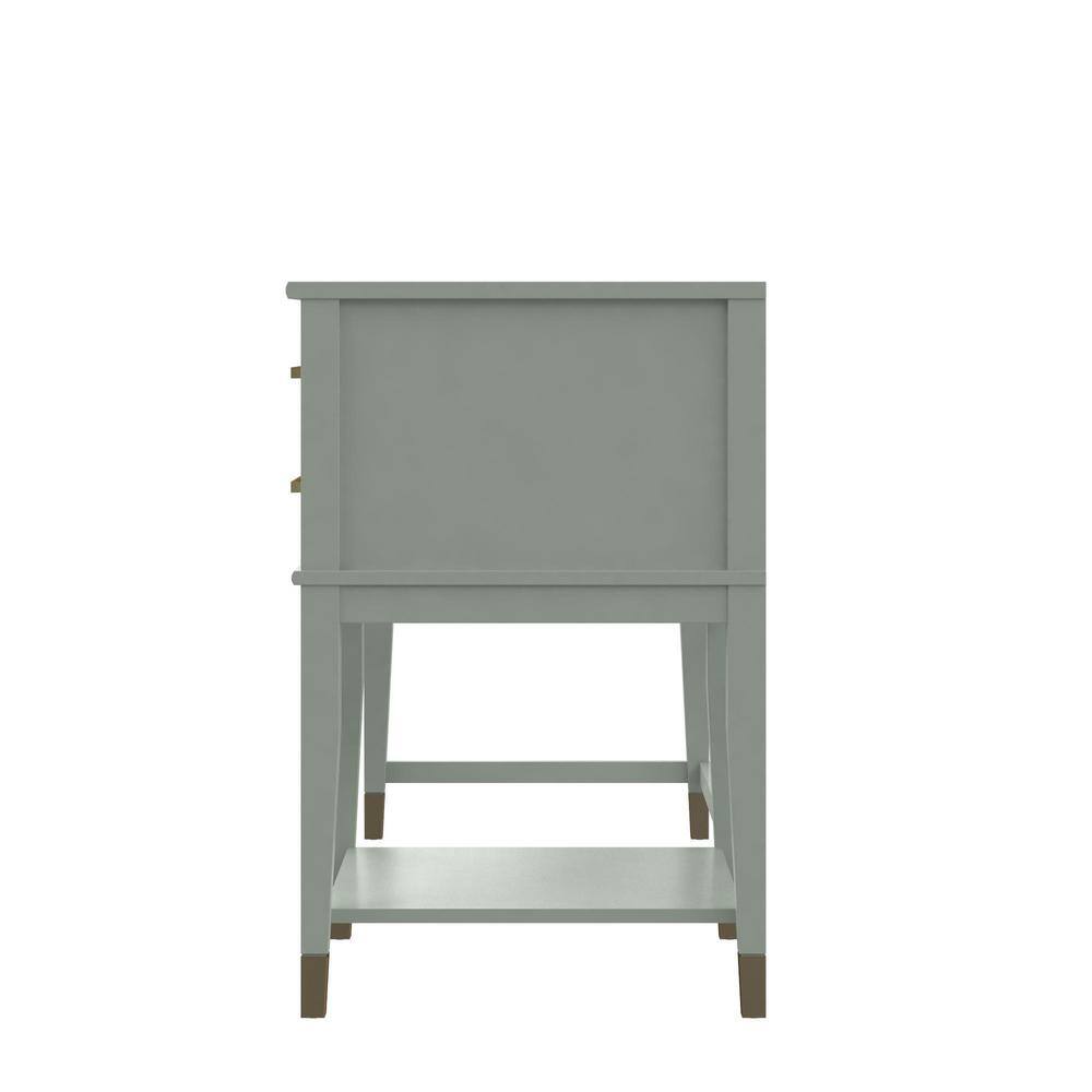 Pale Green Adjustable Height Wood Desk with Drawers