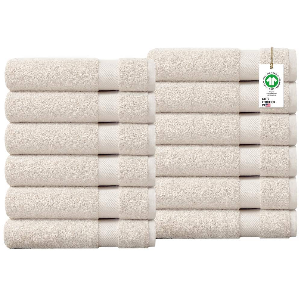 StyleWell Turkish Cotton White and Wheat Brown Stripe 18-Piece Fringe Bath Towel Set