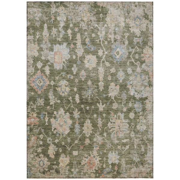 Chantille Machine Washable Indoor/Outdoor Abstract ACN2355 Olive 3 ft. x 5 ft. Area Rug