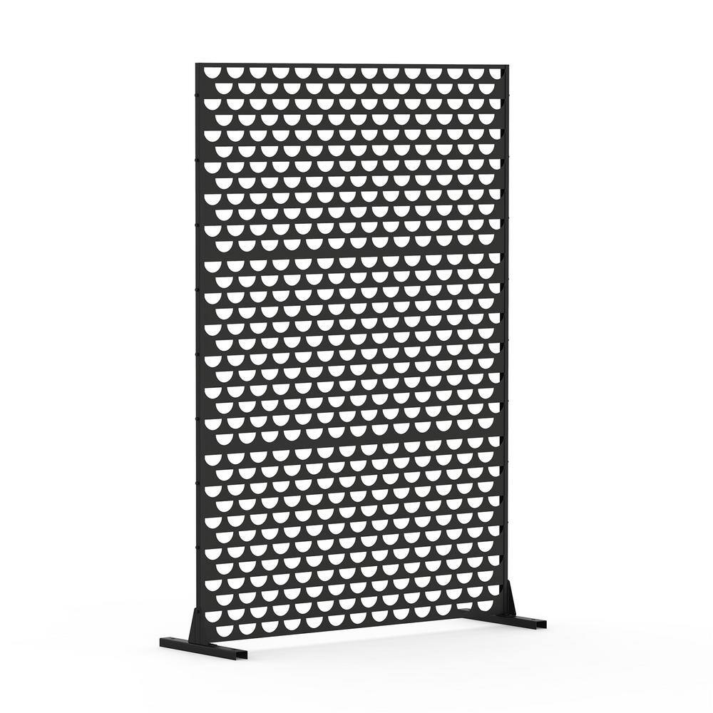 48.31 in. W x 70.75 in. H Outdoor Indoor Black Freestanding Metal Privacy S