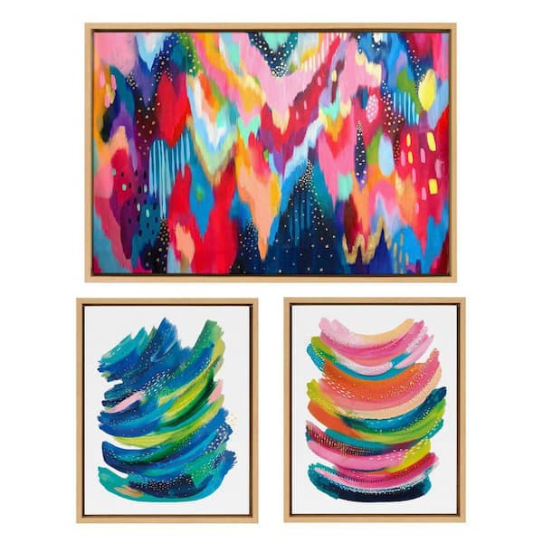 Kate and Laurel Sylvie "Brushstroke Bright Abstract" by Jessi Raulet of Ettavee 3 Piece Framed Art Print 33 in. x 23 in.