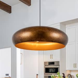 1-Light Rustic Gold Dome Oversized Hanging Pendant Light for Kitchen Island