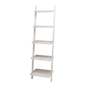 69 in. White Wood Traditional 5 Shelf Shelving Unit