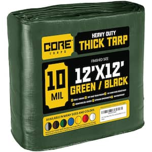 12 ft. x 12 ft. Green/Black 10 Mil Heavy Duty Polyethylene Tarp, Waterproof, UV Resistant, Rip and Tear Proof