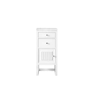 Athens 15.0 in. W x 15 in. D x 33.3 in. H Vanity Side Cabinet in Glossy White with Quartz Top in Eternal Jasmine Pearl