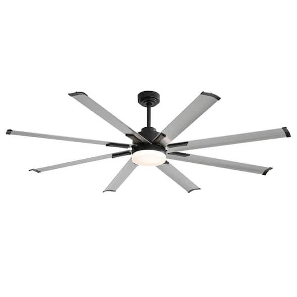 Zolman 72 in. Integrated LED Indoor Alumium-Blades Black Ceiling Fans with Light and Remote Control Included